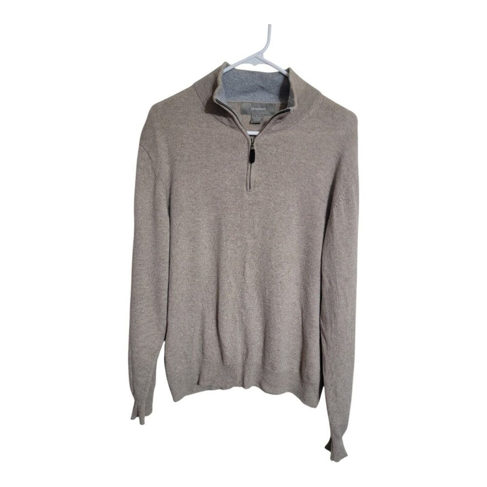 Ply Cashmere Sweater Men L Brown  Cashmere Pullover Zip Preppy Grandpa Core